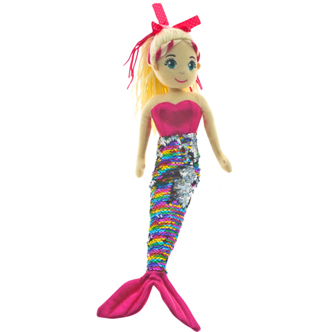 Rainbow Pink Bow Mermaid Doll